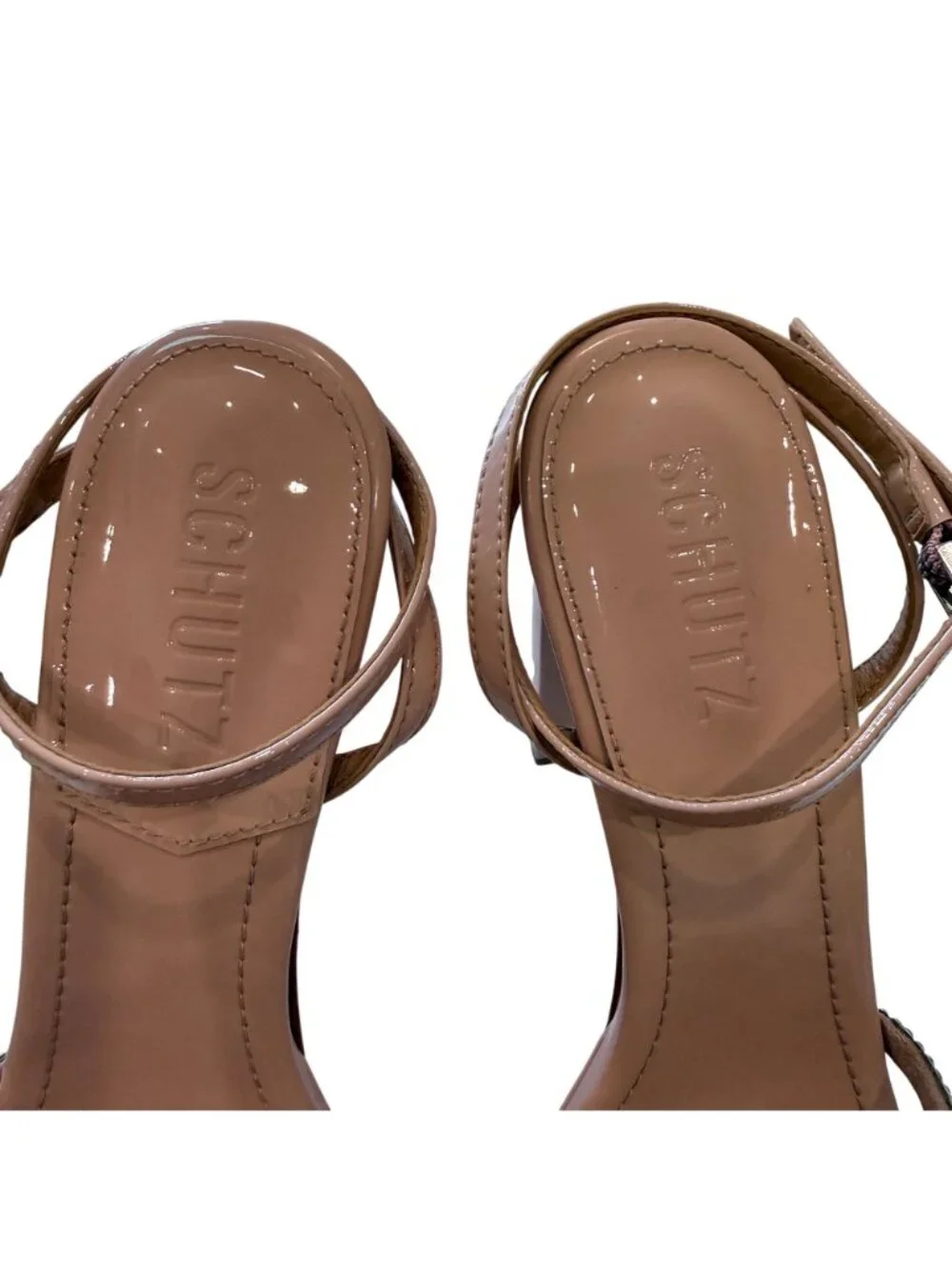 Schutz Size 7 Piper Sweet Rose Chunky Platform Heel Sandals Rhinestone Straps